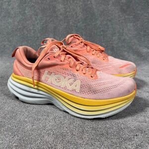 Hoka One One Bondi 8 Women's Running Shoes Pink Yellow Size 8B
